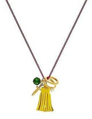 Juicy Couture Tassel Necklace Pink Chain with Charms Yellow NEW NWT $58 YJRU5419