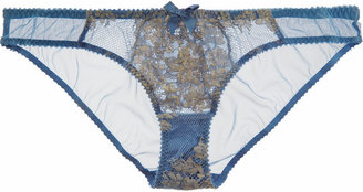 L'Agent by Agent Provocateur Iana Metallic Lace-Paneled Tulle Briefs