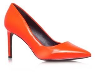 Bea Yuk Mui KG Kurt Geiger Orange 'Bea' mid heel court shoes