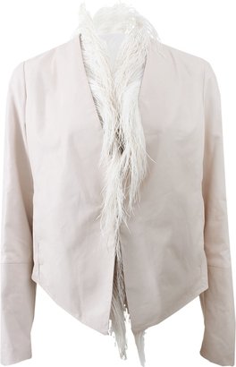 Brunello Cucinelli Leather Tuxedo Jacket With Feather Vest