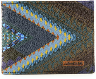 Etro Print Leather Wallet, Blue Multi