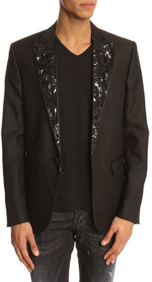 DSquared 1090 DSQUARED Black Silk and Wool Tuxedo Jacket