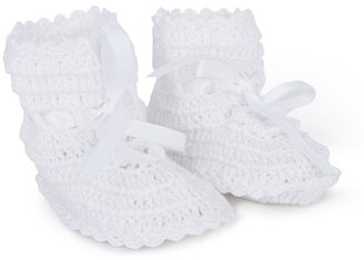 Absorba White Hand Crochet Booties