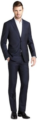 Armani 746 Armani navy wool 2-button suit with flat front pants