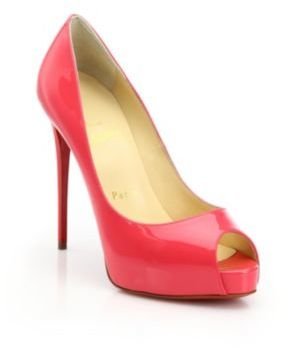 Christian Louboutin New Very Prive Patent Leather Peep-Toe Pumps