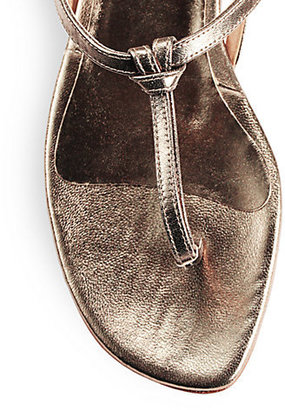 Manolo Blahnik Metallic Leather Slingback Sandals