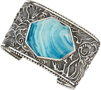 Stephen Dweck Engraved Sterling Silver Blue Agate Cuff