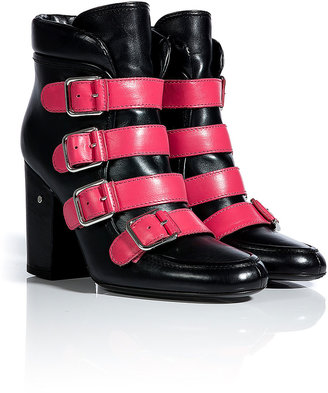 Laurence Dacade Black/Pink Leather Buckled Ankle Boots