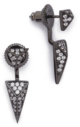 Fallon Jewelry Sinead Pave Pointed Pyramid Convertible Earrings