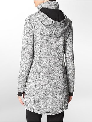 Calvin Klein Performance Detachable Hood Heathered Knit Zip Front Sweater Jacket