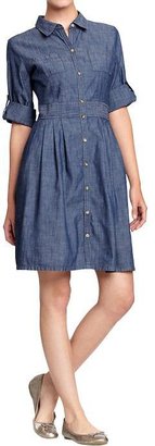 Old Navy Women's Roll-Sleeve Chambray Shirtdresses
