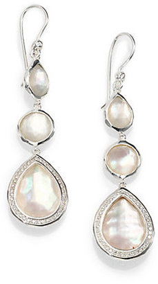 Ippolita Stella Mother-Of-Pearl, Clear Quartz, Diamond & Sterling Silver Doublet Triple-Drop Earrings