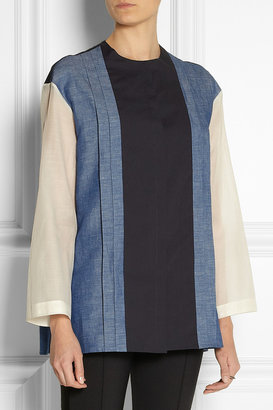 The Row Tori paneled poplin, chambray and voile shirt