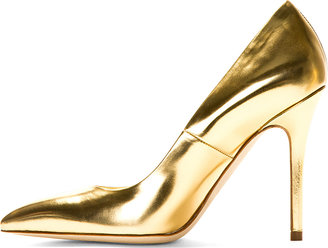 Brian Atwood Gold Leather Pumps