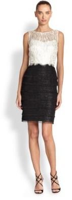 Kay Unger Lace & Tweed Combo Dress