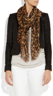 Alexander McQueen Leopard and skull-print cashmere and silk-blend scarf