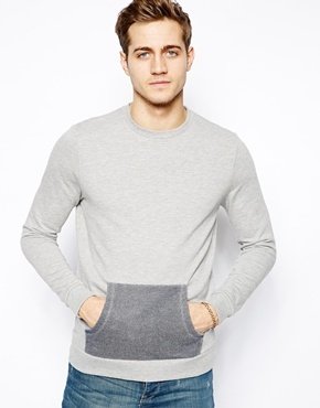 ASOS Sweatshirt With Contrast Kangaroo Pocket