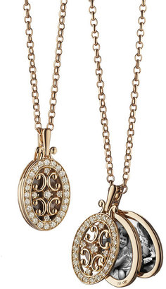 Monica Rich Kosann 18k Rose Gold Diamond Gate Locket Necklace