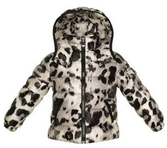 Moncler 'Bady' Cheetah Print Hooded Down Jacket (Toddler Girls & Little Girls)