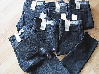 Levi's Too Superlow 524 Skinny Jeans Black/Charcoal Print