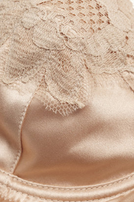 Dolce & Gabbana Lace-trimmed stretch-silk satin balconette bra