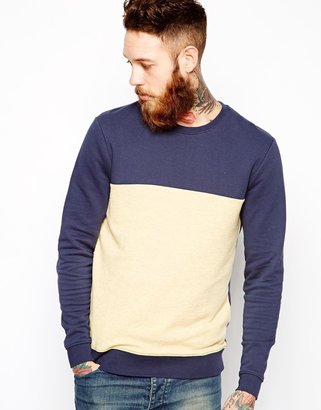 ASOS Sweatshirt With Contrast Panel - Blue