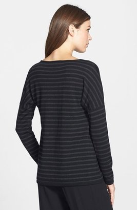 Eileen Fisher Stripe Merino Jersey V-Neck Sweater