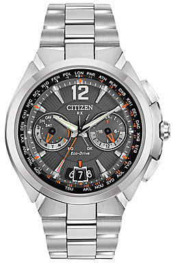 Citizen Satellite Wave CC1090-61E Men's Chronograph Eco-Drive Stainless Steel Watch, Grey  Silver