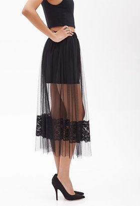 Forever 21 Lace-Paneled Tulle Skirt