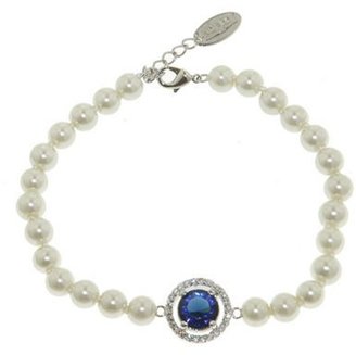 Finesse White pearl & pave surround sapphire cubic zirconia bracelet