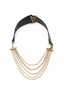House Of Harlow Short Chain Black Leather Necklace