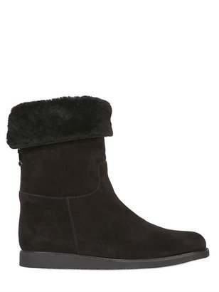 Ferragamo 20mm My Ease 1 Leather & Shearling Boots