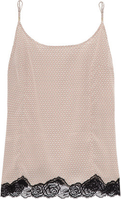 Stella McCartney Ellie Leaping lace-trimmed printed stretch-silk camisole