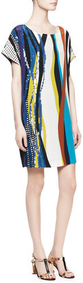 Diane von Furstenberg Tania Short-Sleeve Glass Patch Dress, Multicolor