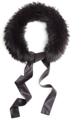 Brooks Brothers Raccoon Fur Collar with Silk Crepe Ribbon Tie