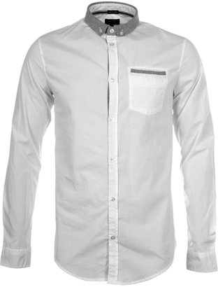 Armani Jeans White & Grey Extra Slim Fit Long Sleeve Shirt