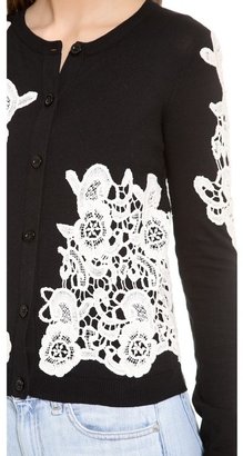 Alice + Olivia Cherrie Lace Embroidered Cardigan