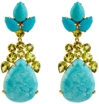 Bounkit Turquoise & Peridot Drop Earrings