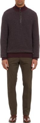 Barneys New York Half-Zip Thermal-Stitch Sweater