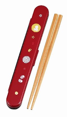 HAKOYA mu fan 18.0 oval chopstick case set red beans komon 53048 (japan import)