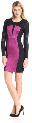 Tracy Reese Women's Quilted Look Jacquard Long Sleeve Dress