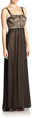 Sue Wong Embellished Empire-Waist Gown