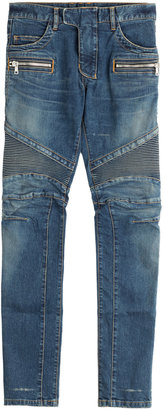 Balmain Skinny Jeans with Moto Detailing