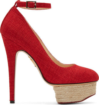 Charlotte Olympia Red Alaskan Cotton Dolores Espadrilles