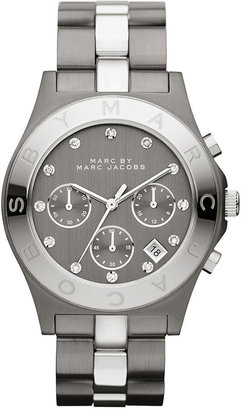 Marc by Marc Jacobs Watch, Women's Chronograph Silver and Gunmetal Ion Plated Stainless Steel Bracelet 40mm MBM3179
