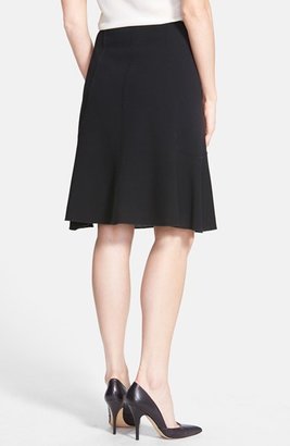 Santorelli Knee Length Wool Crepe Skirt