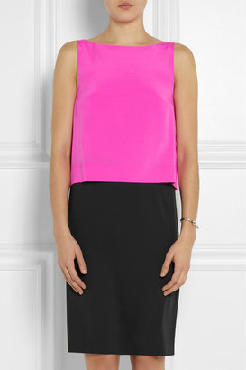 DKNY Color-block stretch-silk and crepe dress