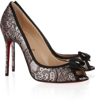 Christian Louboutin Milady 100 Chantilly lace and satin peep-toe pumps