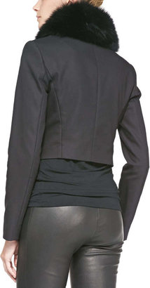 Alice + Olivia Ridley Straight Cropped Jacket with Fur Collar