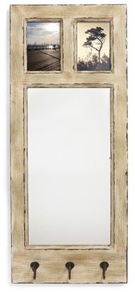 CREATIVE CO-OP Wooden Wall Mirror, Picture Frame & Hooks